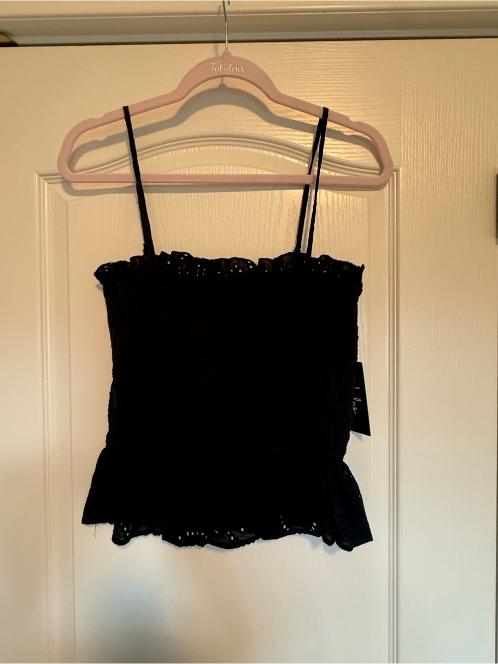 Lulu's Black Eyelet Smocked Camisole